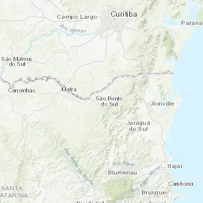 Map showing location of São Bento do Sul (-26.250280, -49.378610)