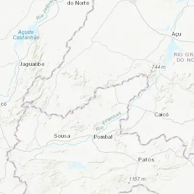 Map showing location of São Bento (-6.283330, -37.750000)