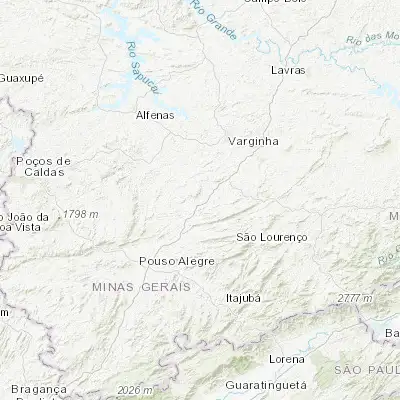 Map showing location of São Gonçalo do Sapucaí (-21.892220, -45.595280)