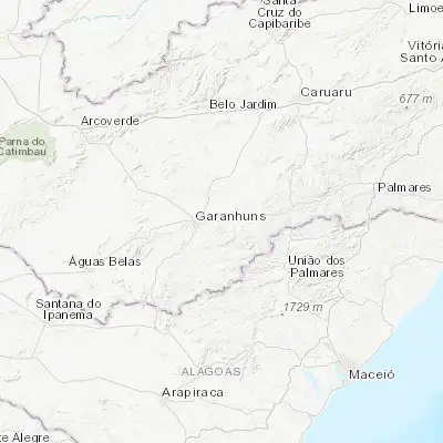Map showing location of São João (-8.875560, -36.366670)