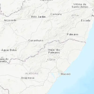 Map showing location of São José da Laje (-9.009720, -36.058330)