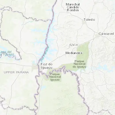 Map showing location of São Miguel do Iguaçu (-25.348060, -54.237780)