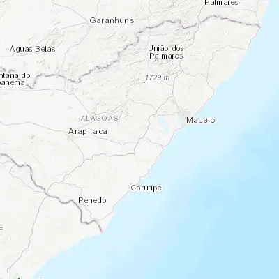 Map showing location of São Miguel dos Campos (-9.781110, -36.093610)