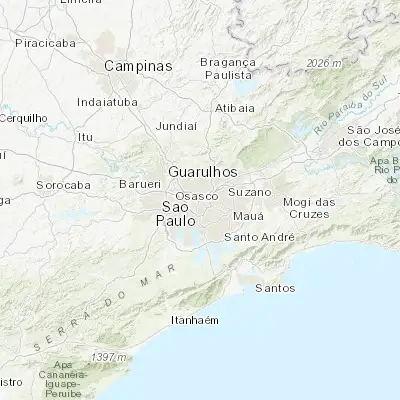 Map showing location of São Paulo (-23.547500, -46.636110)
