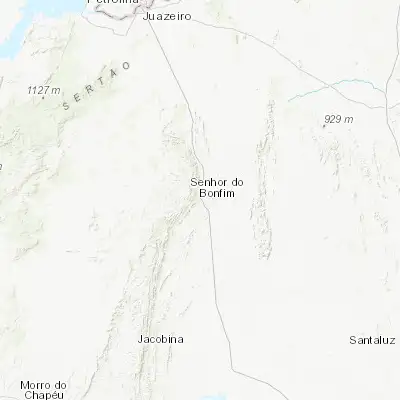 Map showing location of Senhor do Bonfim (-10.461390, -40.189440)