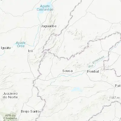Map showing location of Serra Branca (-6.533330, -38.266670)