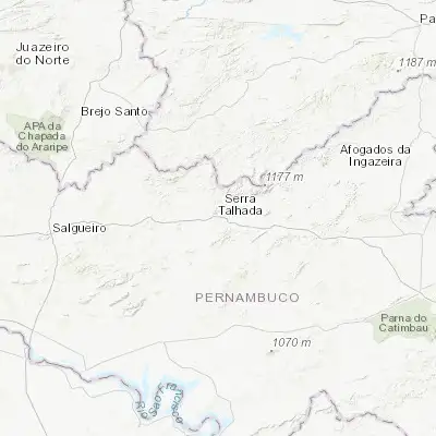 Map showing location of Serra Talhada (-7.991940, -38.298330)