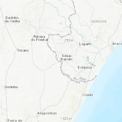 Map showing location of Tobias Barreto (-11.183890, -37.998330)