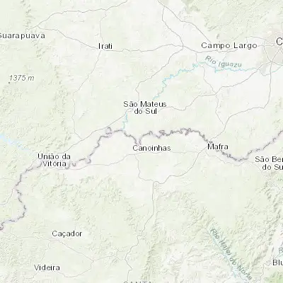 Map showing location of Três Barras (-26.106390, -50.322220)