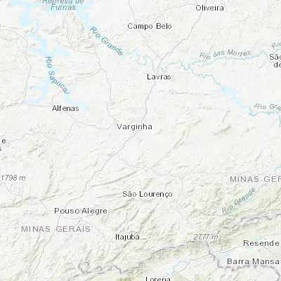 Map showing location of Três Corações (-21.696940, -45.253330)