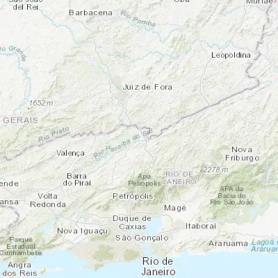Map showing location of Três Rios (-22.116670, -43.209170)