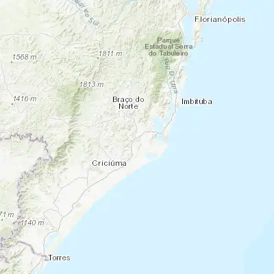 Map showing location of Tubarão (-28.466670, -49.006940)