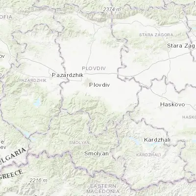 Map showing location of Asenovgrad (42.016670, 24.866670)