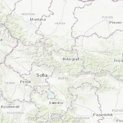 Map showing location of Botevgrad (42.900000, 23.783330)