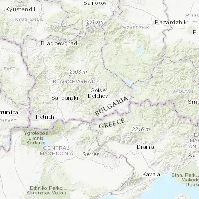 Map showing location of Gotse Delchev (41.566670, 23.733330)