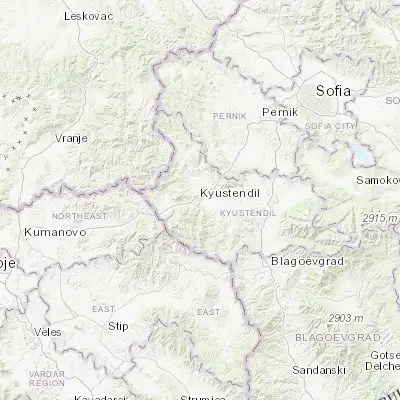 Map showing location of Kyustendil (42.283890, 22.691110)