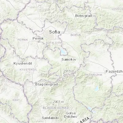 Map showing location of Samokov (42.337000, 23.552800)