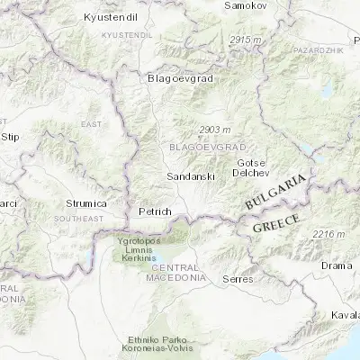 Map showing location of Sandanski (41.566670, 23.283330)