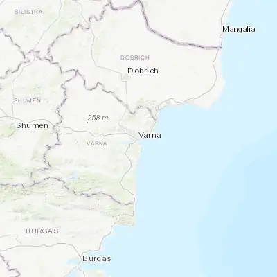 Map showing location of Varna (43.216670, 27.916670)