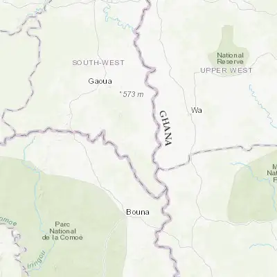 Map showing location of Batié (9.883330, -2.916670)