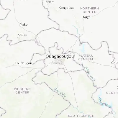 Map showing location of Ouagadougou (12.365660, -1.533880)