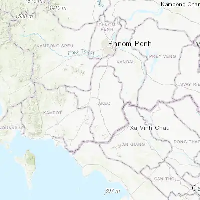 Map showing location of Phumĭ Véal Srê (10.980810, 104.778280)