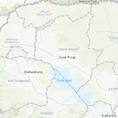 Map showing location of Siem Reap (13.361790, 103.860560)