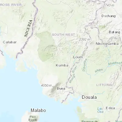 Map showing location of Bekondo (4.681900, 9.321400)