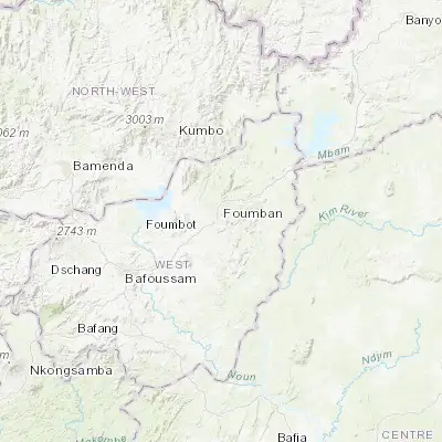 Map showing location of Foumban (5.726620, 10.898650)