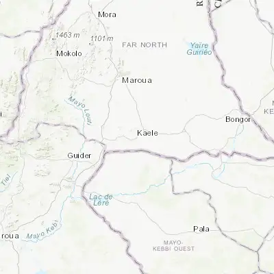 Map showing location of Kaélé (10.109170, 14.450830)