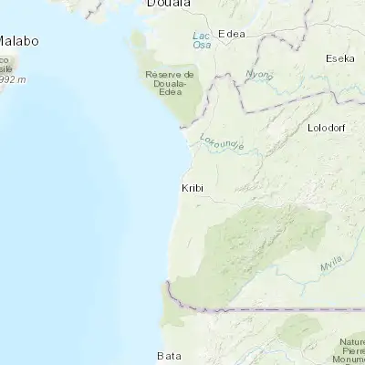 Map showing location of Kribi (2.937250, 9.907650)
