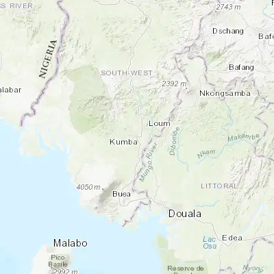 Map showing location of Kumba (4.636300, 9.446900)