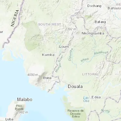 Map showing location of Mbanga (4.501600, 9.567100)