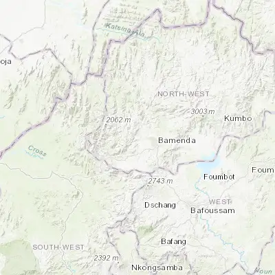 Map showing location of Mbengwi (6.016670, 10.000000)