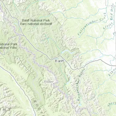 Map showing location of Banff (51.176220, -115.569820)