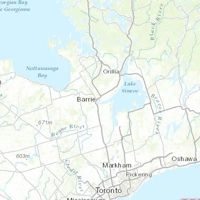 Map showing location of Barrie (44.400110, -79.666340)