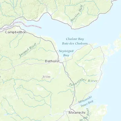Map showing location of Bathurst (47.618140, -65.651120)