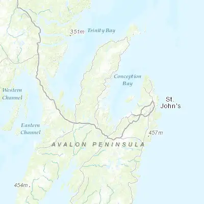 Map showing location of Bay Roberts (47.599890, -53.264780)
