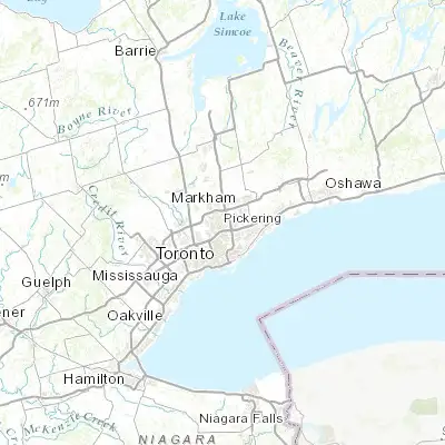 Map showing location of Bayview Woods-Steeles (43.796800, -79.382120)