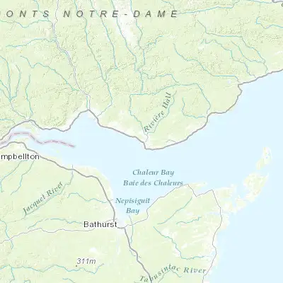 Map showing location of Bonaventure (48.045730, -65.492590)