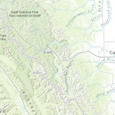 Map showing location of Canmore (51.083350, -115.352060)