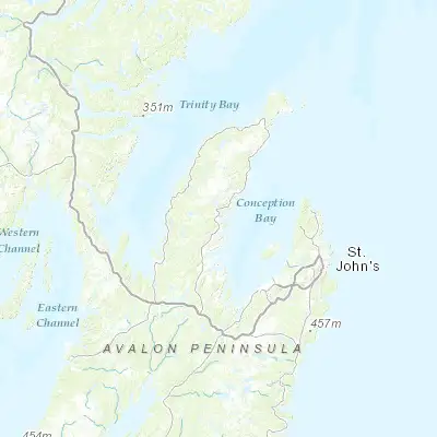 Map showing location of Carbonear (47.739190, -53.227200)