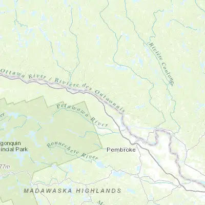 Map showing location of Deep River (46.100120, -77.499490)