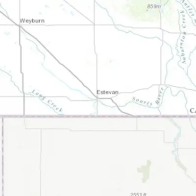 Map showing location of Estevan (49.133370, -102.984220)