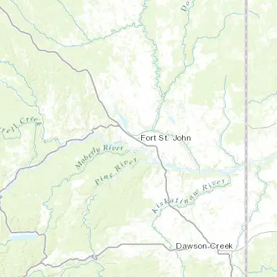 Map showing location of Fort St. John (56.249880, -120.852920)