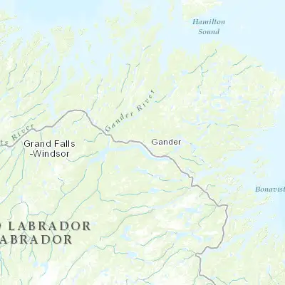 Map showing location of Gander (48.956240, -54.616470)