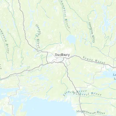 Map showing location of Greater Sudbury (46.490000, -80.990010)