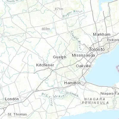 Map showing location of Guelph (43.545940, -80.255990)