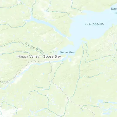 Map showing location of Happy Valley-Goose Bay (53.303800, -60.325760)
