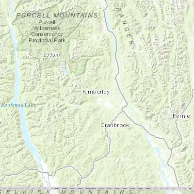 Map showing location of Kimberley (49.670710, -115.977600)